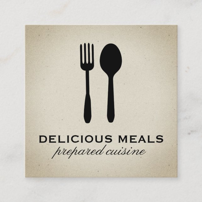 Carte De Visite Carré Ustensiles alimentaires (Devant)