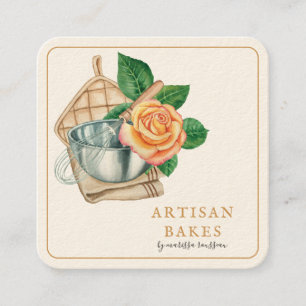 Carte De Visite Carré Ustensiles de boulangerie Boulangerie Boulanger