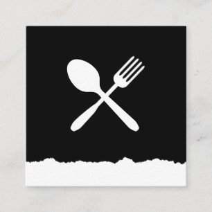 Carte De Visite Carré Ustensiles de cuisine déchirés