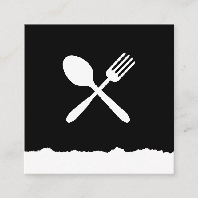 Carte De Visite Carré Ustensiles de cuisine déchirés (Devant)