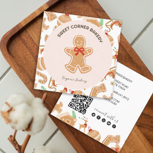 Carte De Visite Carré Vacances boulangerie pain d'épices Code QR