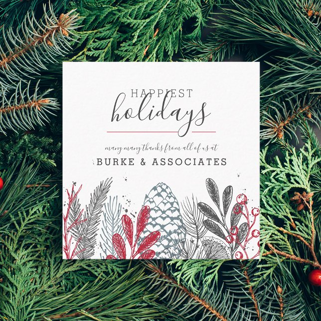 Carte De Visite Carré Vacances vertes d'hiver (Winter Greenery Holiday Square Business Card)