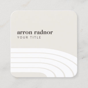 Carte De Visite Carré Vagues de bande Mod rétro minimaliste blanc