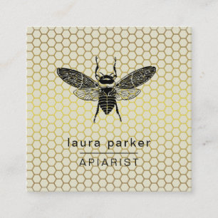 Carte De Visite Carré Vendeur de miel d'abeilles Lime Apiariste Hexagon