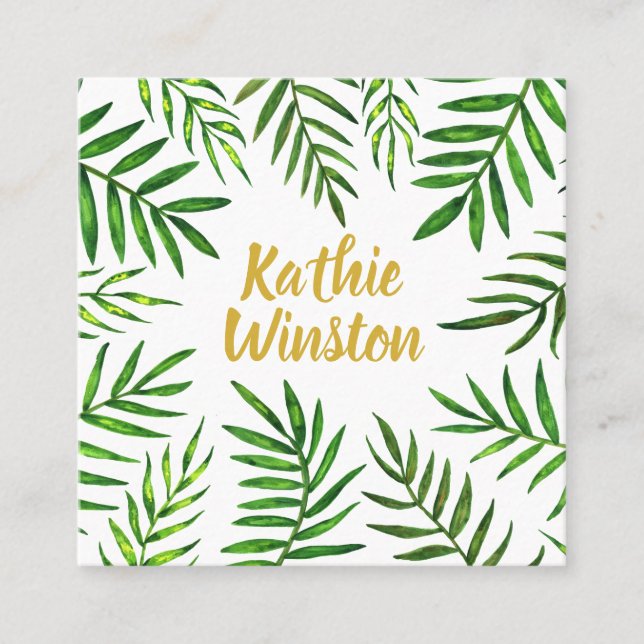 Carte De Visite Carré Verdure plante des feuilles tropicaux (Devant)