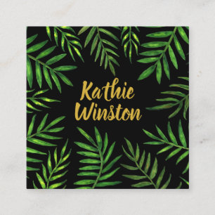 Carte De Visite Carré Verdure plante des feuilles tropicaux