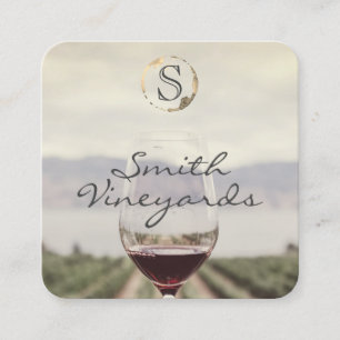 Carte De Visite Carré Verre à Vin   Vignoble