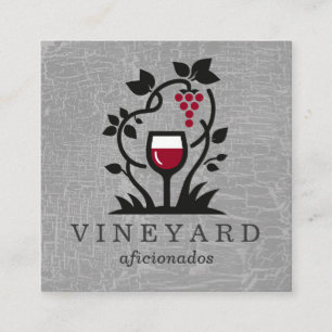 Carte De Visite Carré Verre de vin   Vins de raisins