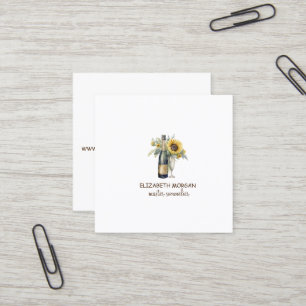 Carte De Visite Carré Verre professionnel élégant, Bouteille, Fleurs de 
