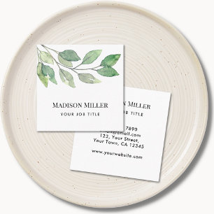 Carte De Visite Carré Vert aquarelle minimaliste