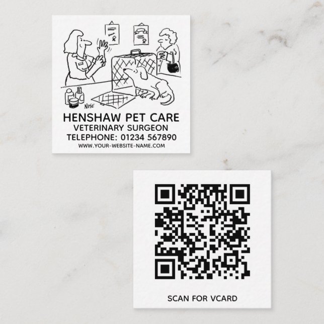 Carte De Visite Carré Vets Animal Care Promotion (Devant / Derrière)