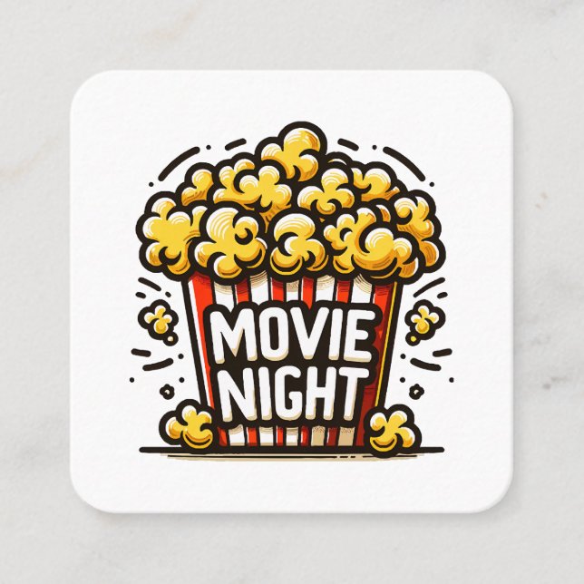 Carte De Visite Carré Vidéo Night Delight Jouer Popcorn (Devant)