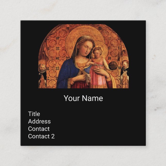 Carte De Visite Carré VIERGE AVEC ENFANT ET SAINTS Noir (Devant)