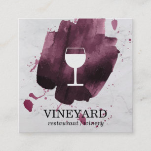 Carte De Visite Carré Vin Brossé Texture / Verre à vin