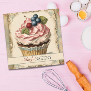 Carte De Visite Carré Vintage boulanger pâtissier Chef pâtisserie boulan