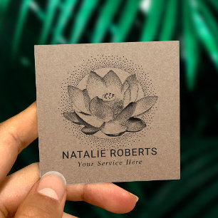Carte De Visite Carré Vintage instructeur de yoga à fleurs de lotus Kra