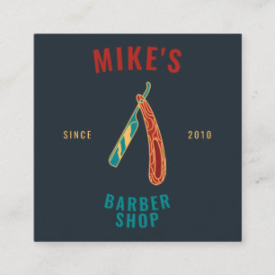 Carte De Visite Carré Vintage marine mens barbershop rasoir coiffeuse