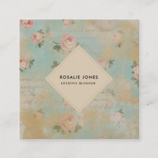Carte De Visite Carré Vintage Rose Shabby Chic Floral