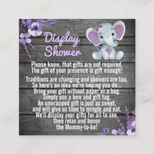 Carte De Visite Carré Violet Display douche éléphant rustique floral