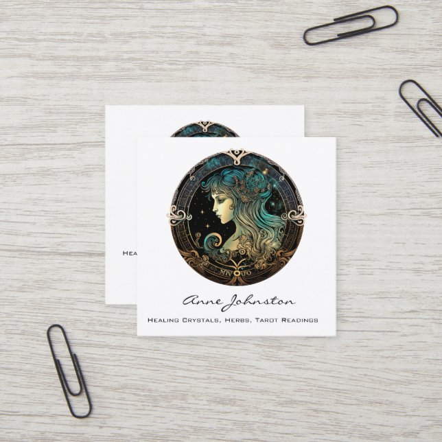 Carte de visite Carré Virgo Zodiac (Devant/Arrière en situation)