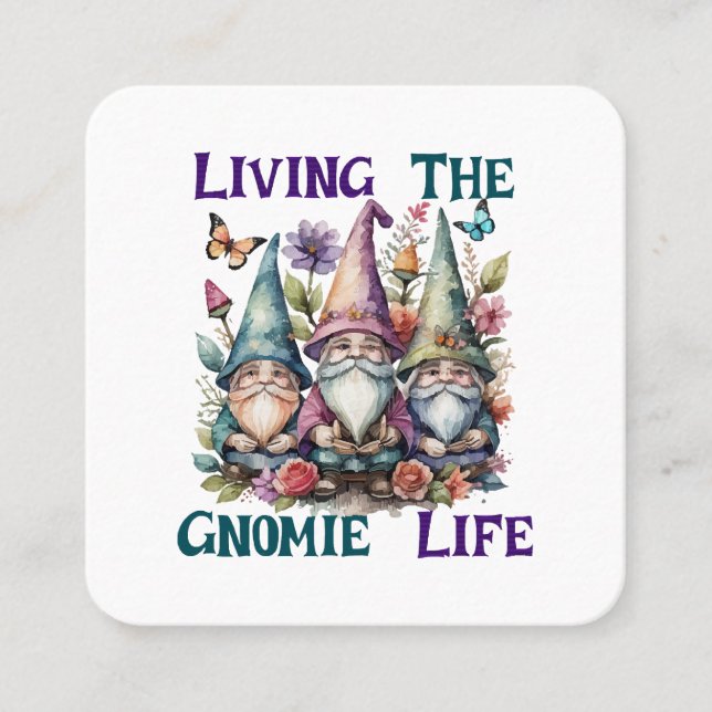 Carte De Visite Carré Vivre La Vie Gnome (Devant)