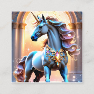 Carte De Visite Carré Voici une licorne Spirit contre un backgr extraord