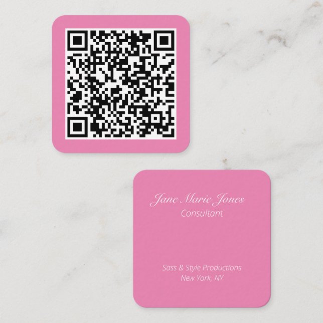 Carte De Visite Carré Votre code QR personnel lié à votre URL  (Devant / Derrière)