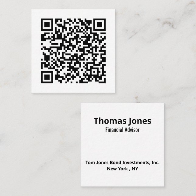 Carte De Visite Carré Votre code QR personnel lié à votre URL (Devant / Derrière)