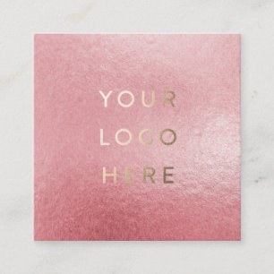 Carte De Visite Carré Votre Logo Faux Light Pink Foil Moderne