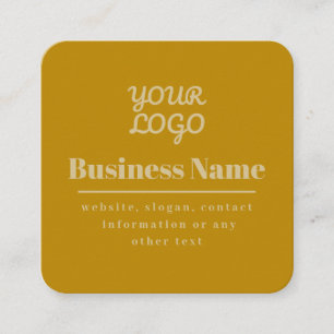 Carte De Visite Carré Votre Logo Retro-Moderne Or Foncé & Lumière