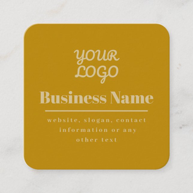 Carte De Visite Carré Votre Logo Retro-Moderne Or Foncé & Lumière (Devant)