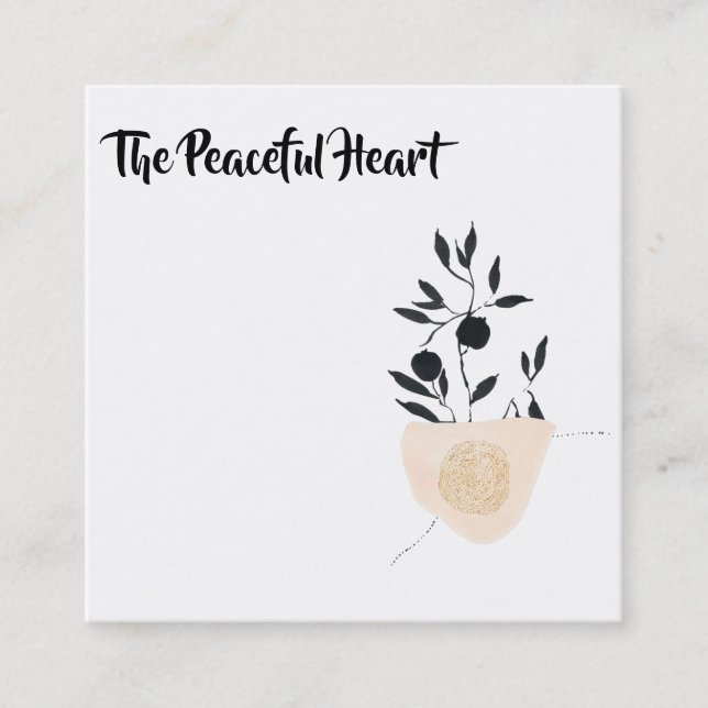 Carte De Visite Carré *~* Wabi Sabi Abstrait Encre minimale simple  QR A (Devant)