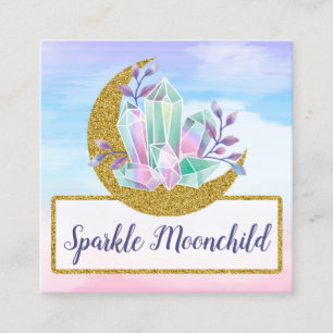 Carte De Visite Carré Watercolor Crystals & Gold Moon Réseau social