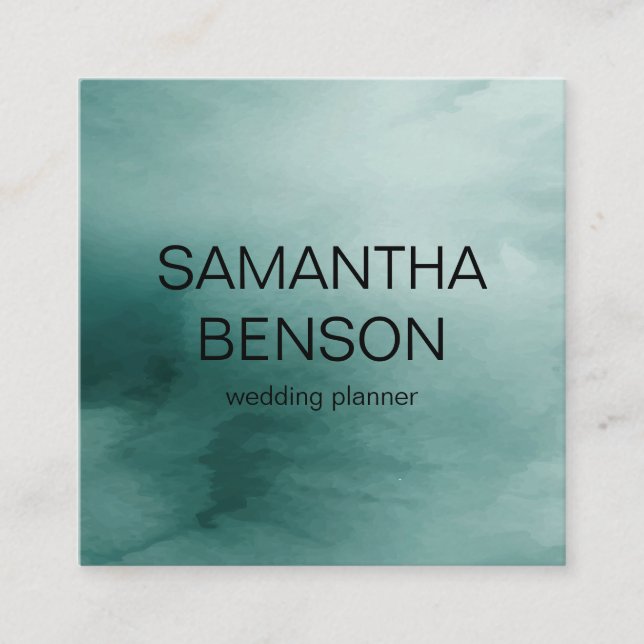 Carte De Visite Carré Wedding planner d'aquarelle turquoise (Devant)