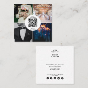 Carte De Visite Carré Wedding planner de l'événement Photo QR Code média