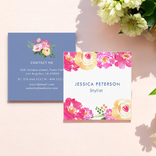Carte De Visite Carré Wedding planner rose blanc
