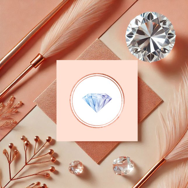 Carte De Visite Carré Wedding planner rose Gold et Blush Diamond (Rose Gold and Pink Diamond Wedding Planner Square Business Card)