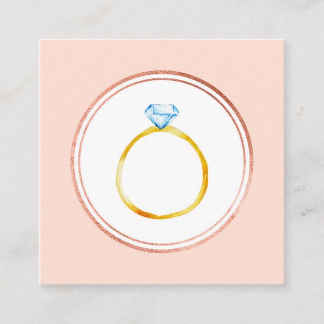 Carte De Visite Carré Wedding planner rose or et rose diamant (Devant)