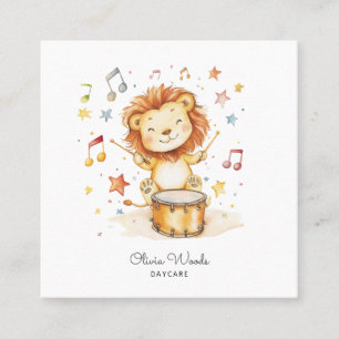 Carte De Visite Carré Whimsical Watercolor Lion Cub Garde d'enfants
