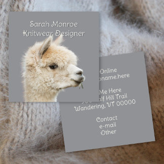 Carte De Visite Carré White Alpaca Fiber Yarn
