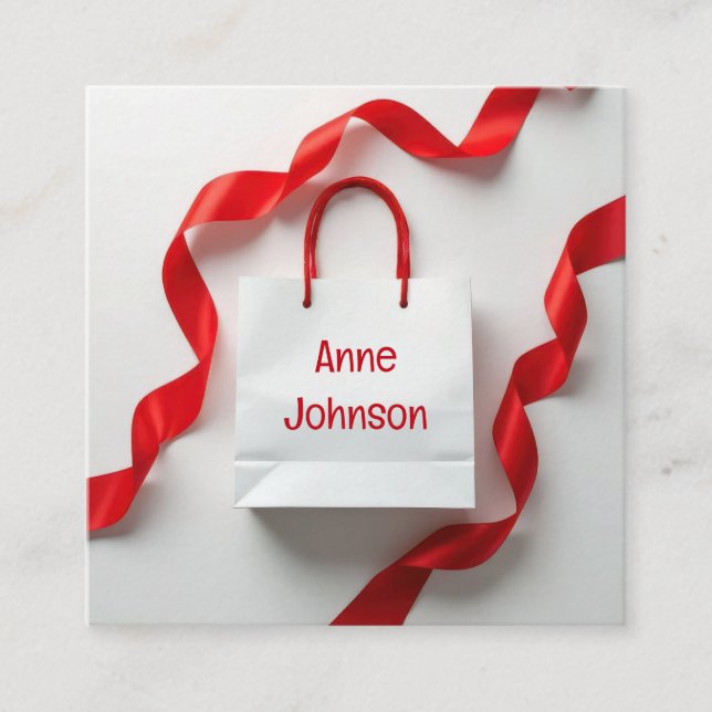 Carte De Visite Carré White Paper Gift Bag With Ribbons (Devant)