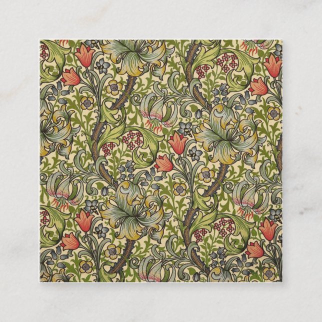 Carte De Visite Carré William Morris Golden Lily Motif restauré (Devant)