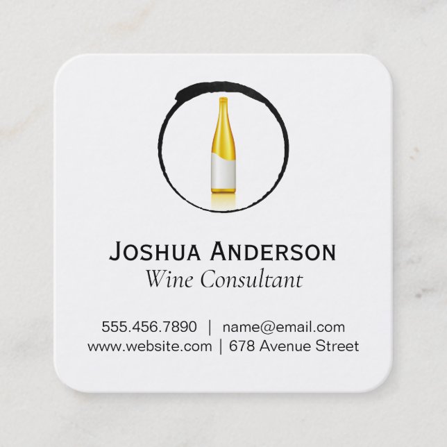 Carte De Visite Carré Wine Bottle Wine Consultant (Devant)