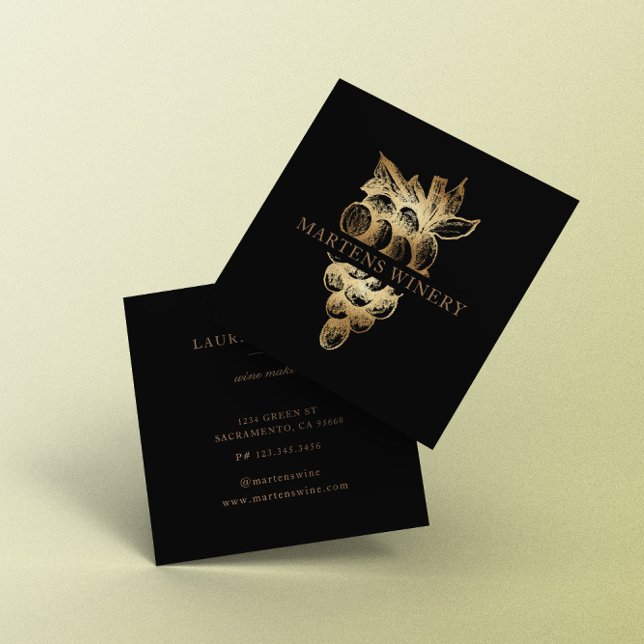 Carte De Visite Carré Winery Winemaker Sommelier élégant (Créateur téléchargé)