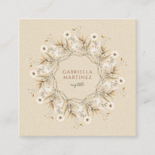 Carte De Visite Carré Wreath Fleur sauvage Boho Watercolor