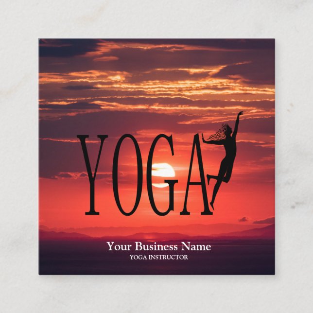 Carte De Visite Carré Yoga coucher de soleil (Devant)