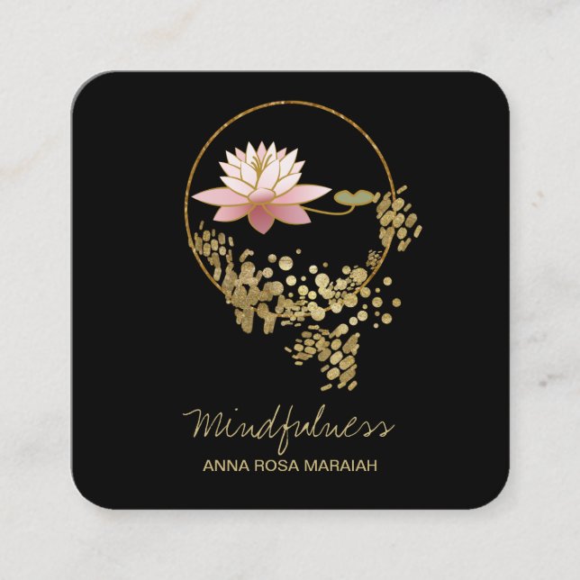 Carte De Visite Carré *~* Yoga Eau Lily Lotus Mindfuline Parties scintil (Devant)