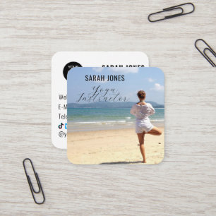 Carte De Visite Carré Yoga Instructeur Logo Influenceur Médias sociaux