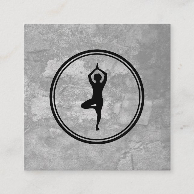 Carte De Visite Carré Yoga Pose Gris Texture (Devant)
