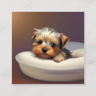 Carte De Visite Carré Yorkshire Terriers, ou "Yorkies" comme ils sont Af